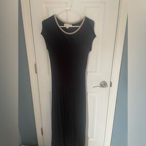 Michael Kors Brown and Gold Short Sleeve Maxi Dress